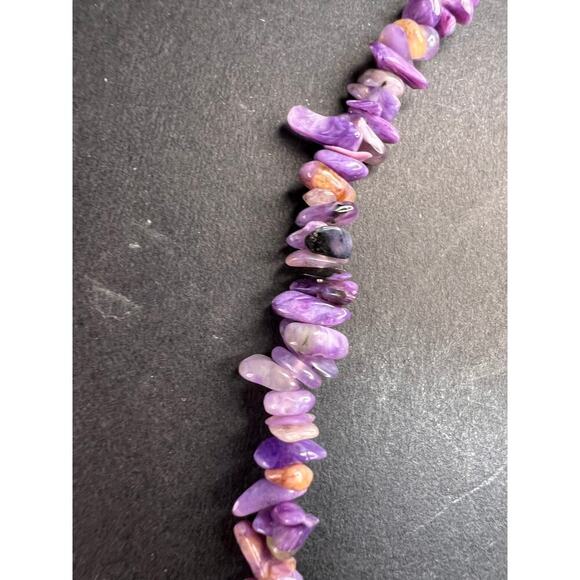NEW charoite graduated chip beaded 20 inch necklace with stainless steel clasp - Picture 16 of 16